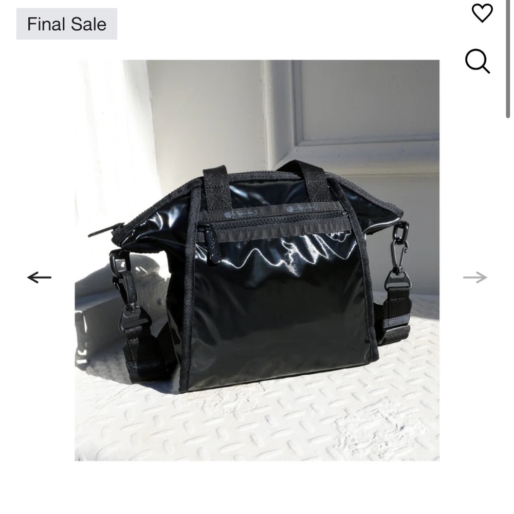 LeSportsac top handle convertible tote, black shine.  New with tags